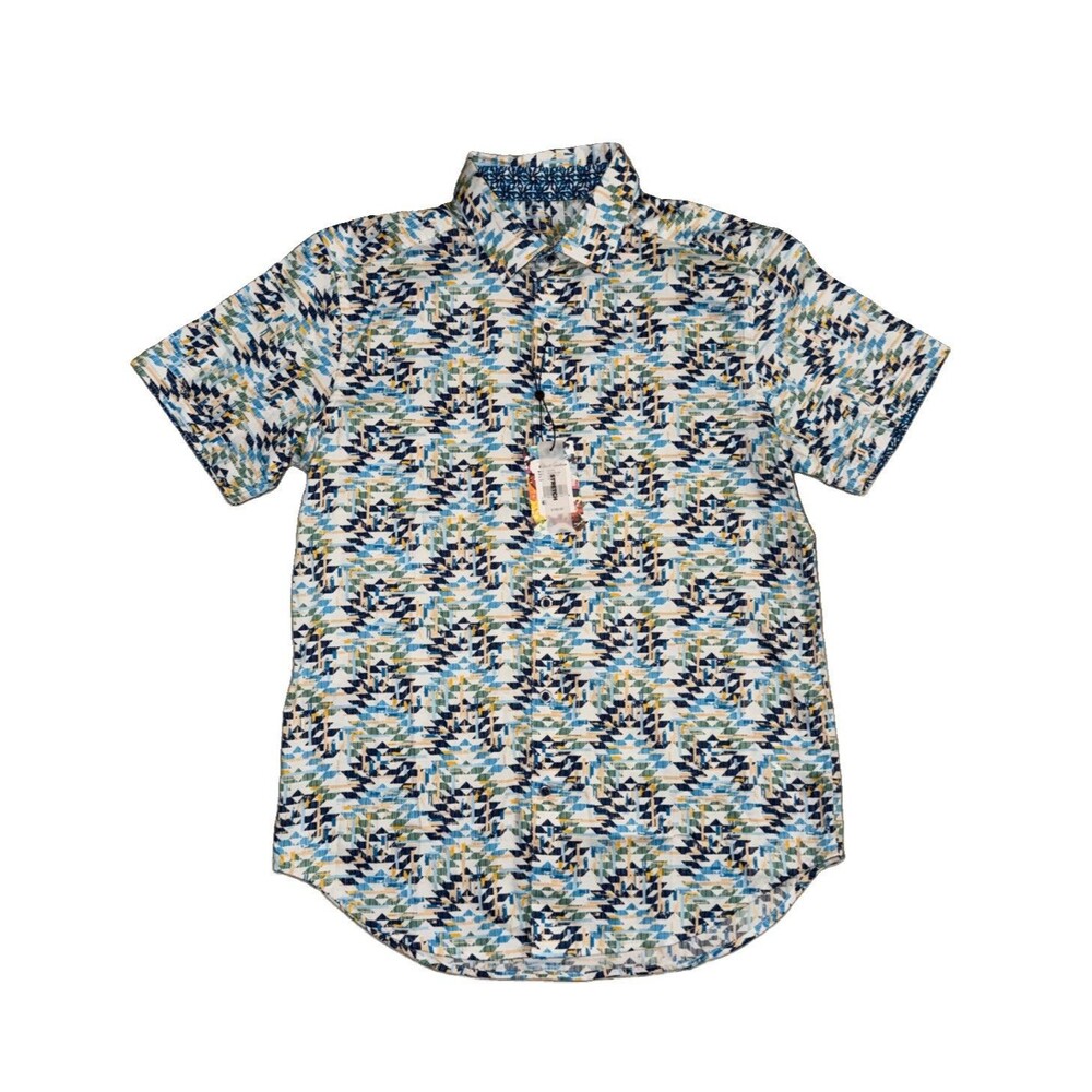 NWT $188 Robert Graham Mens Collins SS Buttondown Multi Color Mens Sz S Stretch